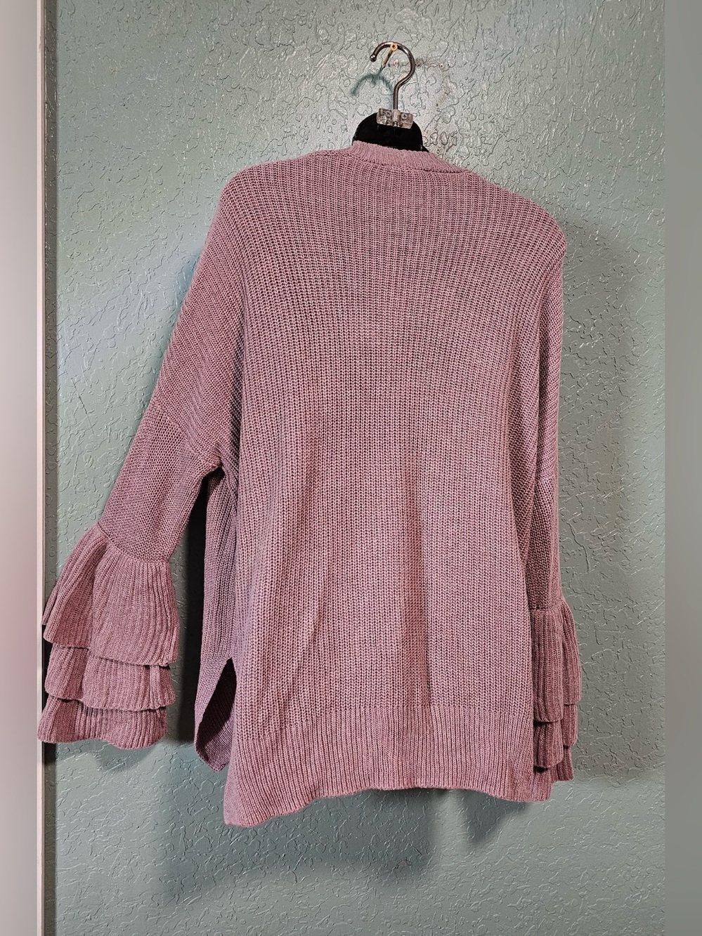 Express Ruffle Sleeve Open Front Cardigan Sweater Mauve Pink XS - Picture 2 of 10